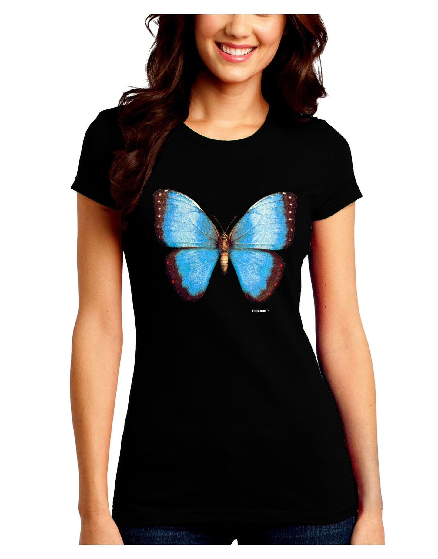 Morpho Butterfly Juniors T-Shirt-Womens Juniors T-Shirt-TooLoud-Black-Small-Davson Sales
