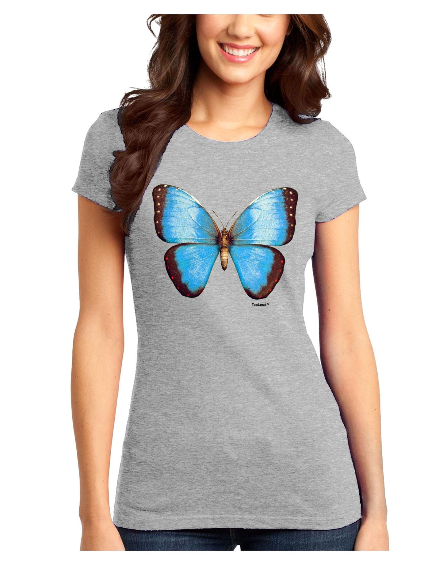 Morpho Butterfly Juniors T-Shirt-Womens Juniors T-Shirt-TooLoud-Grey-Small-Davson Sales