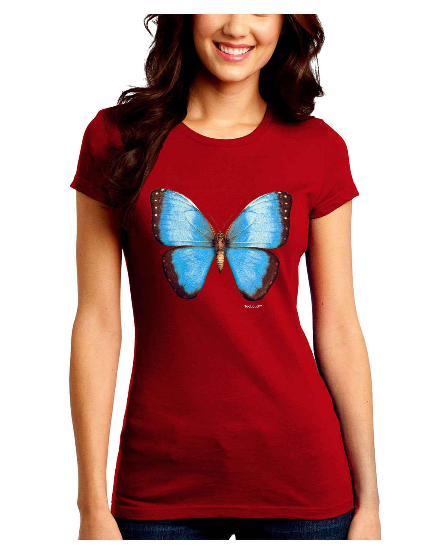 Morpho Butterfly Juniors T-Shirt-Womens Juniors T-Shirt-TooLoud-Red-Small-Davson Sales