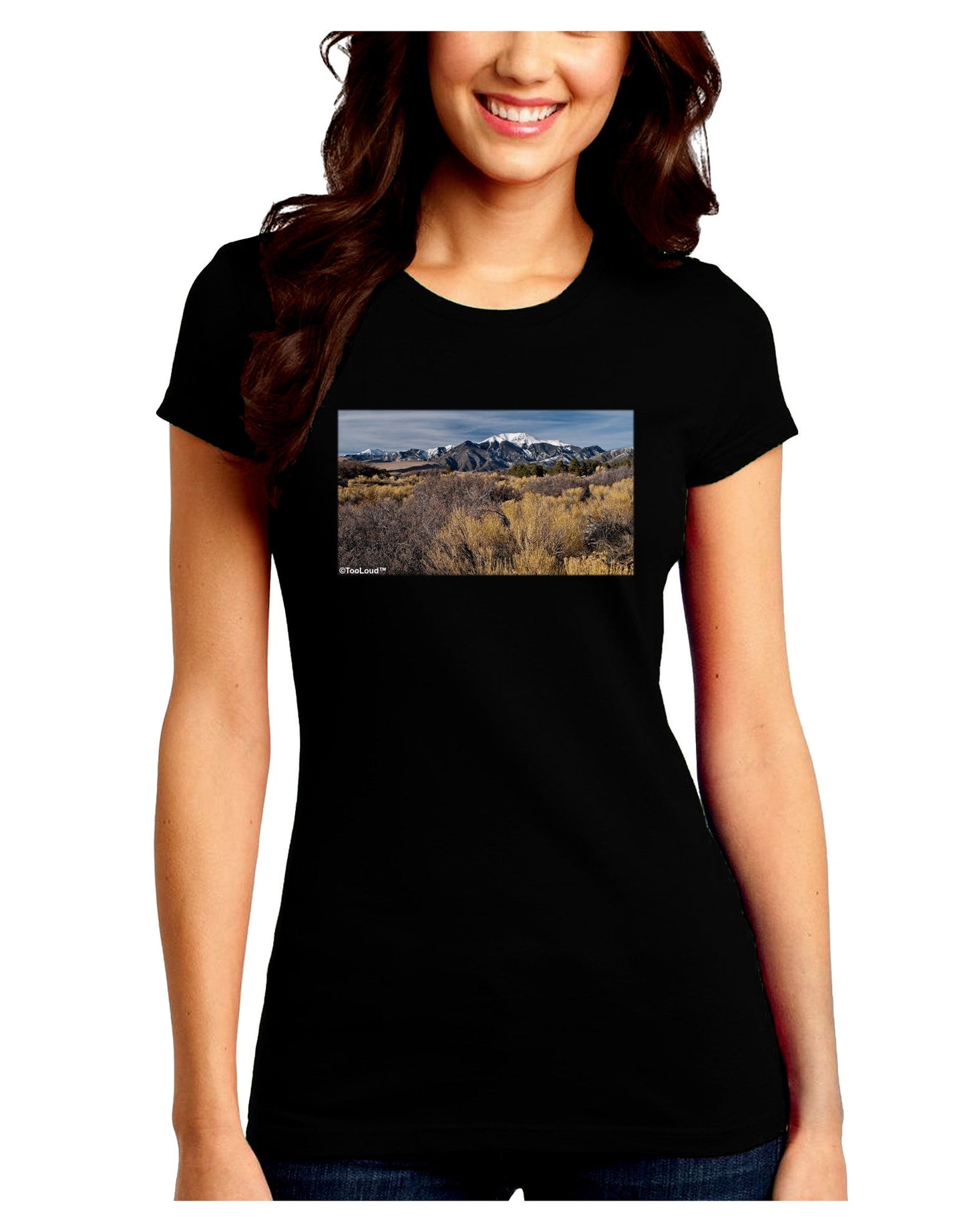 Mountain Forest Park Juniors Petite Crew Dark T-Shirt-T-Shirts Juniors Tops-TooLoud-Black-Juniors Fitted Small-Davson Sales
