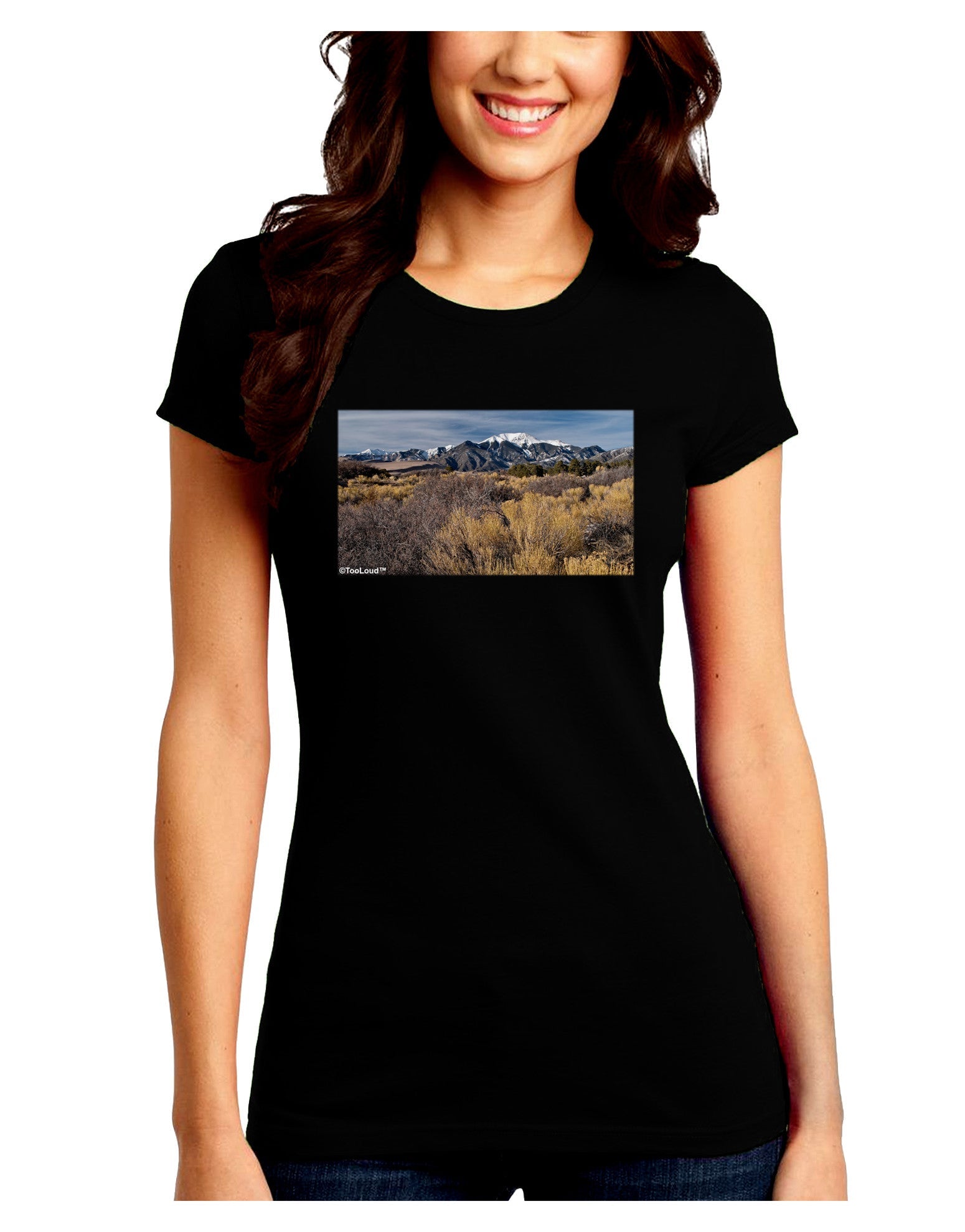 Mountain Forest Park Juniors Petite Crew Dark T-Shirt-T-Shirts Juniors Tops-TooLoud-Black-Juniors Fitted Small-Davson Sales