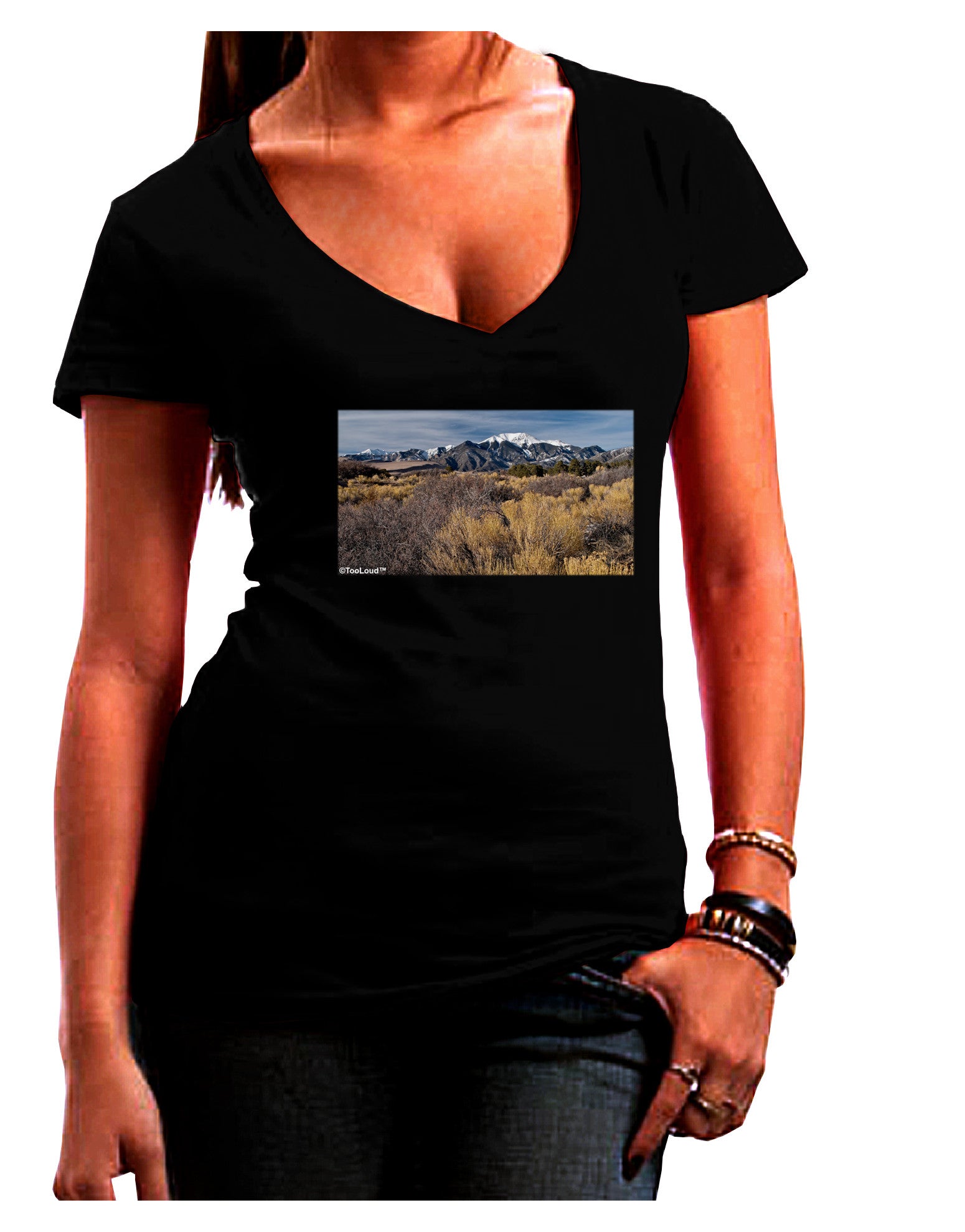 Mountain Forest Park Womens V-Neck Dark T-Shirt-Womens V-Neck T-Shirts-TooLoud-Black-Juniors Fitted Small-Davson Sales
