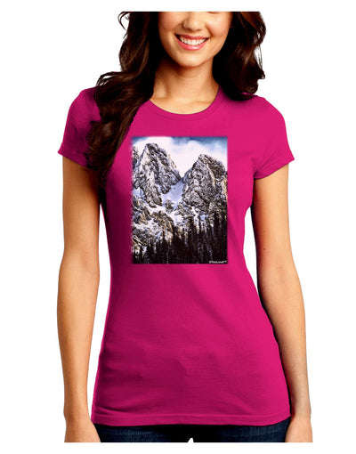 Mountain Landscape 2 Juniors Crew Dark T-Shirt-T-Shirts Juniors Tops-TooLoud-Hot-Pink-Juniors Fitted Small-Davson Sales