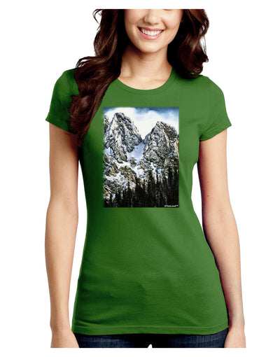 Mountain Landscape 2 Juniors Crew Dark T-Shirt-T-Shirts Juniors Tops-TooLoud-Kiwi-Green-Juniors Fitted Small-Davson Sales