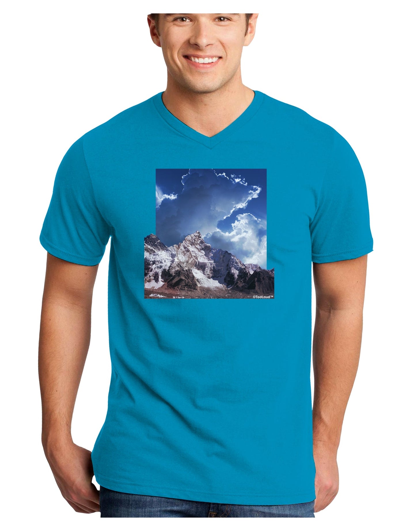 Mountain Pop Out Adult Dark V-Neck T-Shirt by TooLoud-Mens V-Neck T-Shirt-TooLoud-Turquoise-Small-Davson Sales