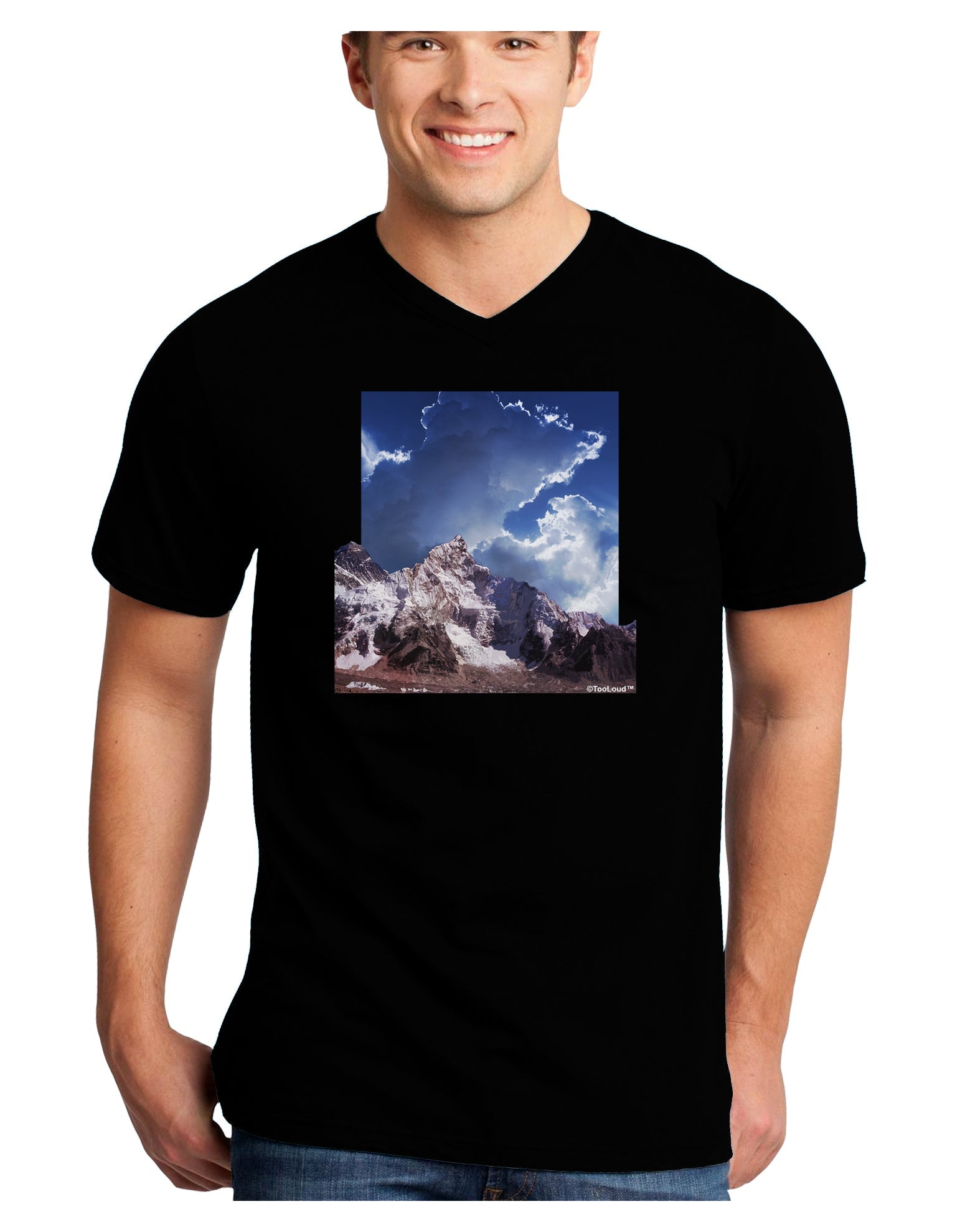 Mountain Pop Out Adult Dark V-Neck T-Shirt by TooLoud-Mens V-Neck T-Shirt-TooLoud-Black-Small-Davson Sales