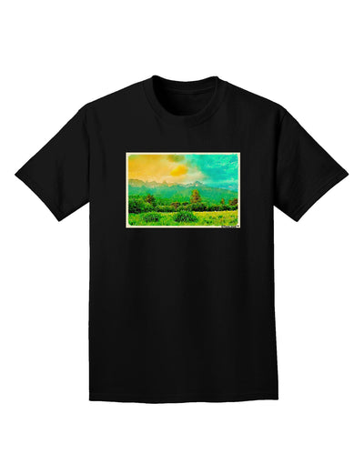 Mountain Sunset Watercolor Adult Dark T-Shirt-Mens T-Shirt-TooLoud-Black-Small-Davson Sales