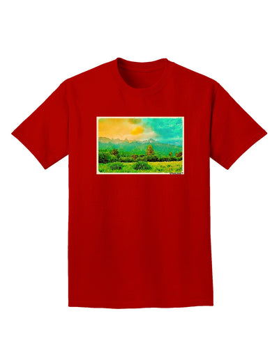 Mountain Sunset Watercolor Adult Dark T-Shirt-Mens T-Shirt-TooLoud-Red-Small-Davson Sales