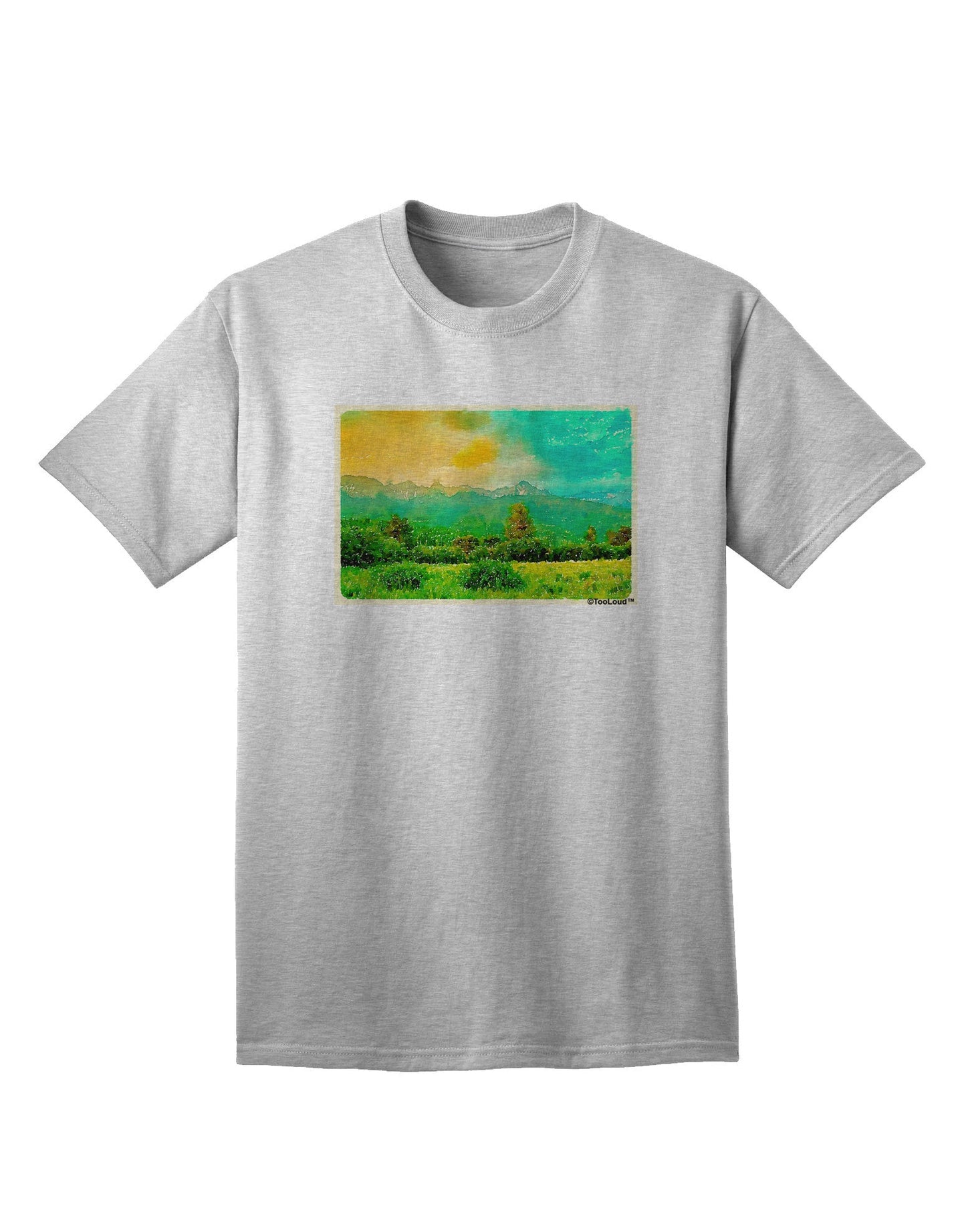 Mountain Sunset Watercolor Adult T-Shirt-Mens T-Shirt-TooLoud-AshGray-Small-Davson Sales