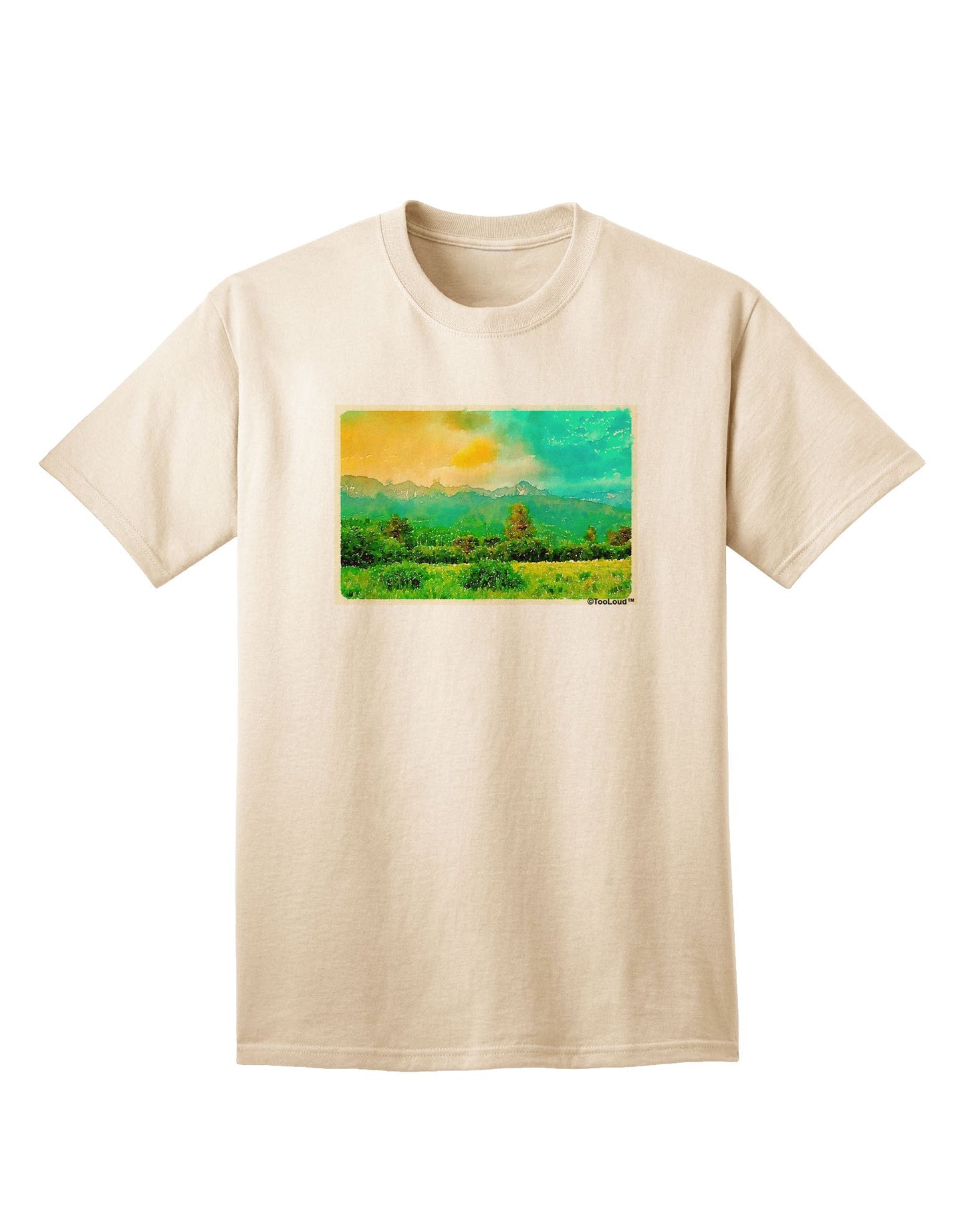 Mountain Sunset Watercolor Adult T-Shirt-Mens T-Shirt-TooLoud-Natural-Small-Davson Sales