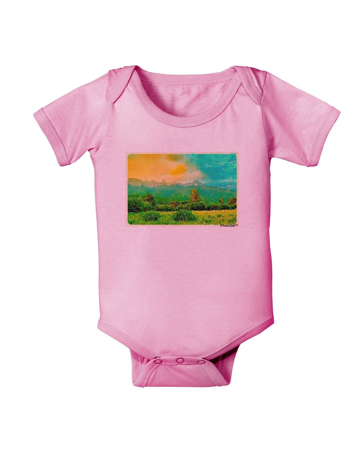 Mountain Sunset Watercolor Baby Romper Bodysuit-Baby Romper-TooLoud-Pink-06-Months-Davson Sales