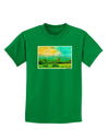 Mountain Sunset Watercolor Childrens Dark T-Shirt-Childrens T-Shirt-TooLoud-Kelly-Green-X-Small-Davson Sales