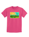 Mountain Sunset Watercolor Childrens Dark T-Shirt-Childrens T-Shirt-TooLoud-Sangria-X-Small-Davson Sales