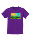 Mountain Sunset Watercolor Childrens Dark T-Shirt-Childrens T-Shirt-TooLoud-Purple-X-Small-Davson Sales