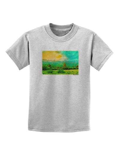 Mountain Sunset Watercolor Childrens T-Shirt-Childrens T-Shirt-TooLoud-AshGray-X-Small-Davson Sales