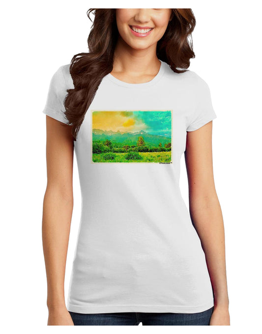 Mountain Sunset Watercolor Juniors T-Shirt-Womens Juniors T-Shirt-TooLoud-White-Juniors Fitted X-Small-Davson Sales