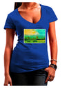 Mountain Sunset Watercolor Juniors V-Neck Dark T-Shirt-Womens V-Neck T-Shirts-TooLoud-Royal-Blue-Juniors Fitted Small-Davson Sales