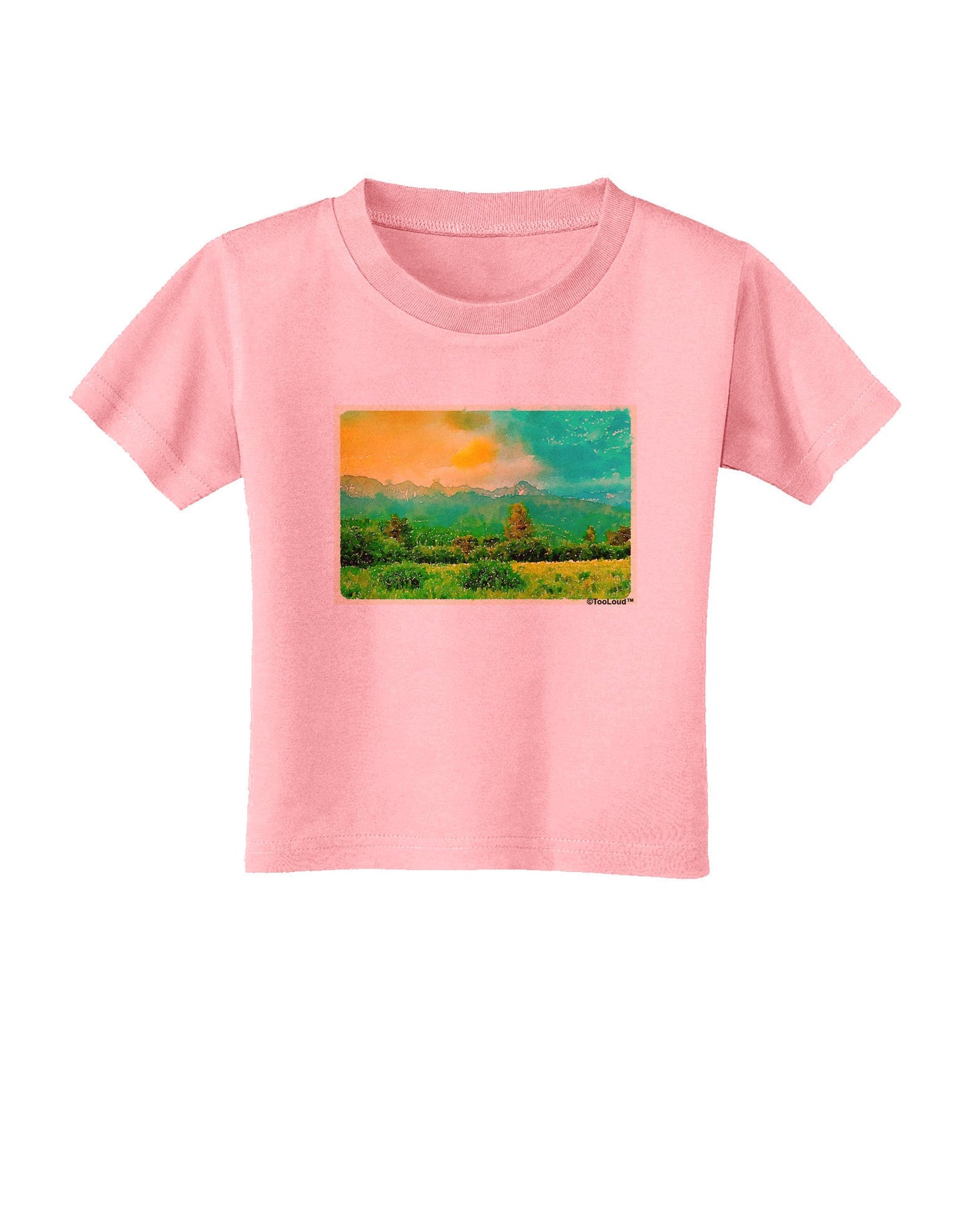 Mountain Sunset Watercolor Toddler T-Shirt-Toddler T-Shirt-TooLoud-Candy-Pink-2T-Davson Sales