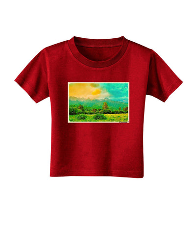 Mountain Sunset Watercolor Toddler T-Shirt Dark-Toddler T-Shirt-TooLoud-Red-2T-Davson Sales