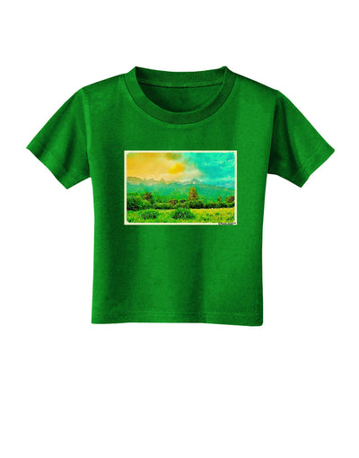 Mountain Sunset Watercolor Toddler T-Shirt Dark-Toddler T-Shirt-TooLoud-Clover-Green-2T-Davson Sales