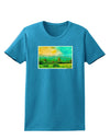 Mountain Sunset Watercolor Womens Dark T-Shirt-TooLoud-Turquoise-X-Small-Davson Sales