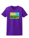 Mountain Sunset Watercolor Womens Dark T-Shirt-TooLoud-Purple-X-Small-Davson Sales