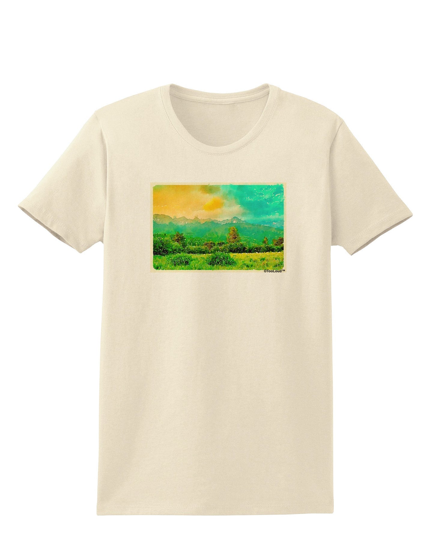 Mountain Sunset Watercolor Womens T-Shirt-Womens T-Shirt-TooLoud-Natural-X-Small-Davson Sales