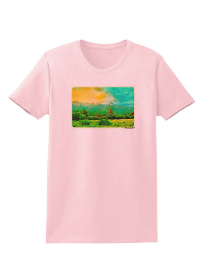 Mountain Sunset Watercolor Womens T-Shirt-Womens T-Shirt-TooLoud-PalePink-X-Small-Davson Sales