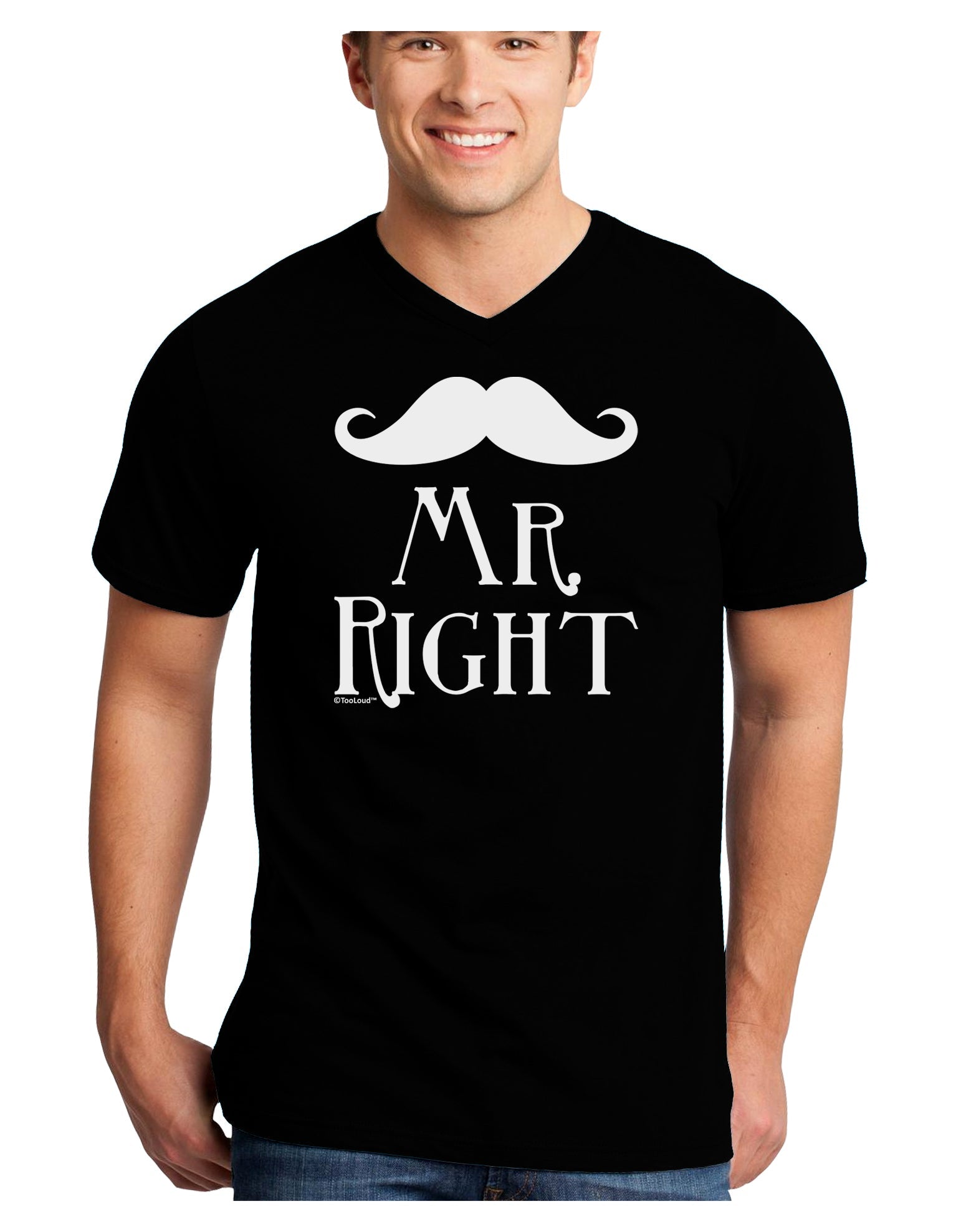 Mr Right Adult Dark V-Neck T-Shirt-Mens V-Neck T-Shirt-TooLoud-Black-Small-Davson Sales