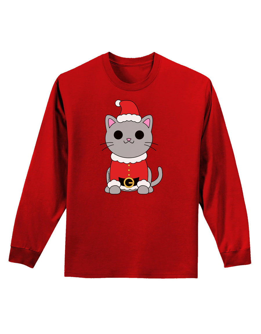 Mr. Whiskerton Santa Suit - Christmas Adult Long Sleeve Dark T-Shirt by TooLoud-TooLoud-Black-Small-Davson Sales