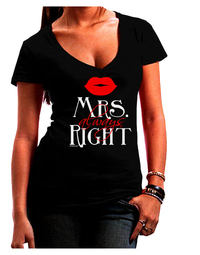 Mrs Always Right Juniors V-Neck Dark T-Shirt-Womens V-Neck T-Shirts-TooLoud-Black-Juniors Fitted Small-Davson Sales