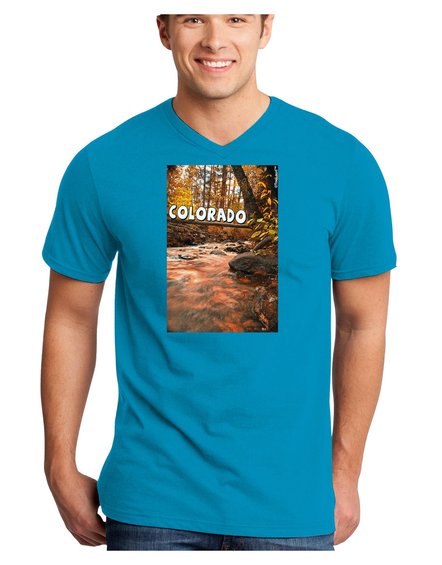 Mt Shavano Colorado Text Adult Dark V-Neck T-Shirt-TooLoud-Turquoise-Small-Davson Sales