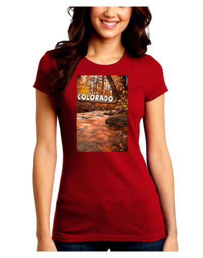 Mt Shavano Colorado Text Juniors Crew Dark T-Shirt-T-Shirts Juniors Tops-TooLoud-Red-Juniors Fitted Small-Davson Sales