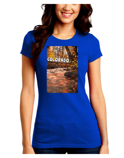 Mt Shavano Colorado Text Juniors Crew Dark T-Shirt-T-Shirts Juniors Tops-TooLoud-Royal-Blue-Juniors Fitted Small-Davson Sales