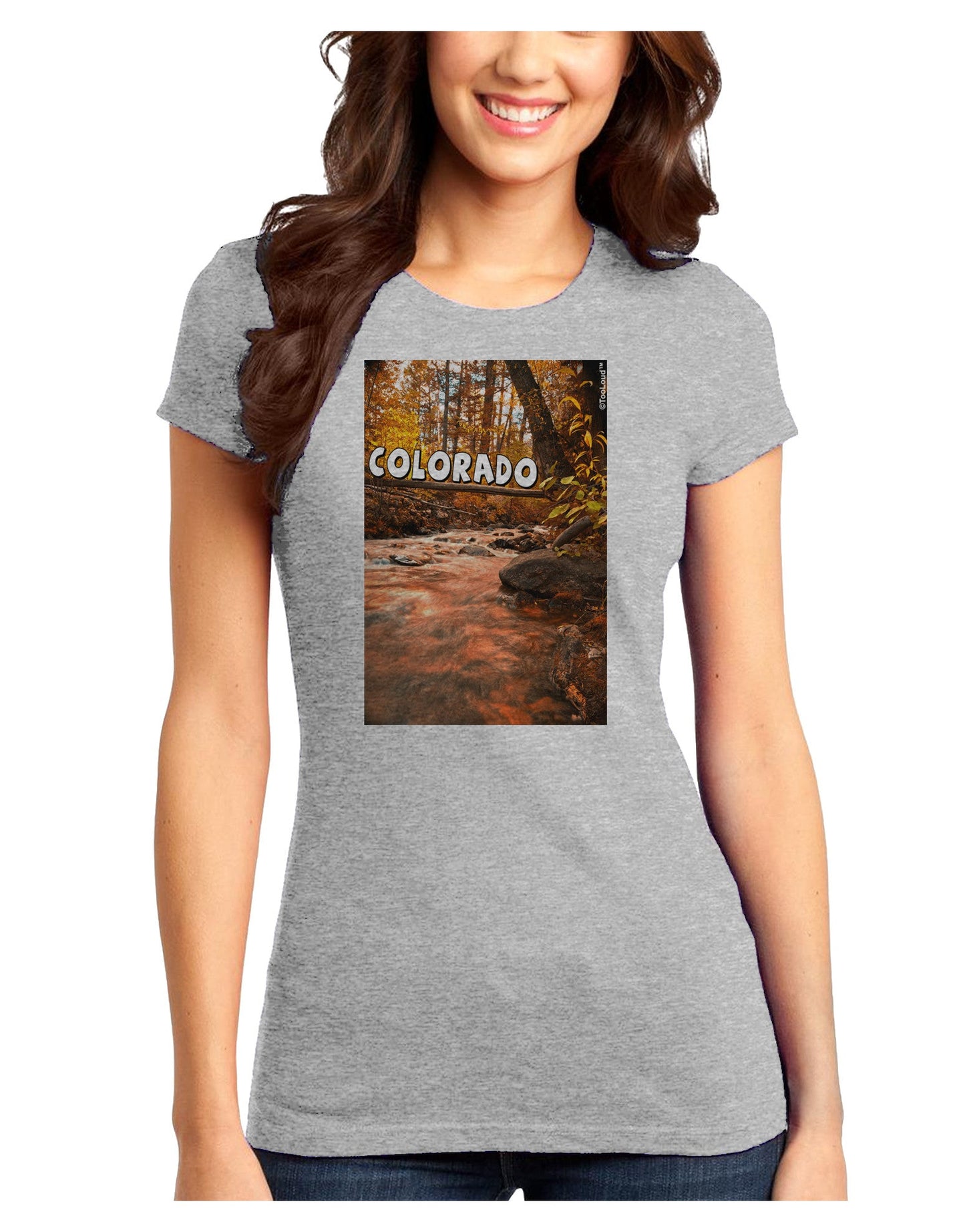 Mt Shavano Colorado Text Juniors T-Shirt-Womens Juniors T-Shirt-TooLoud-Ash-Gray-Juniors Fitted X-Small-Davson Sales