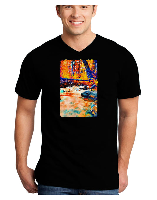 Mt Shavano Colorado Watercolor Adult Dark V-Neck T-Shirt-TooLoud-Black-Small-Davson Sales