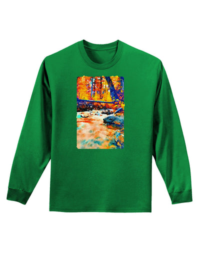 Mt Shavano Colorado Watercolor Adult Long Sleeve Dark T-Shirt-TooLoud-Kelly-Green-Small-Davson Sales