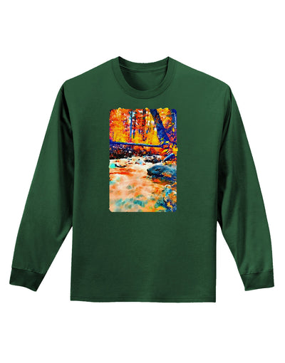 Mt Shavano Colorado Watercolor Adult Long Sleeve Dark T-Shirt-TooLoud-Dark-Green-Small-Davson Sales