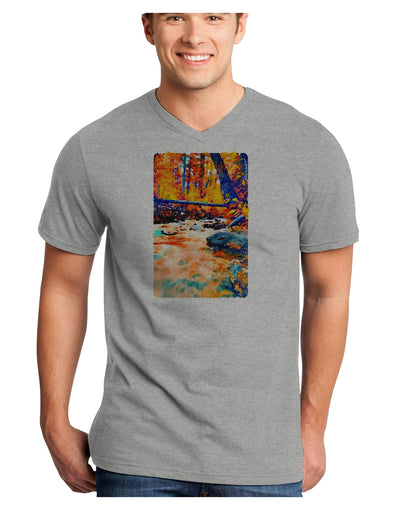 Mt Shavano Colorado Watercolor Adult V-Neck T-shirt-Mens V-Neck T-Shirt-TooLoud-HeatherGray-Small-Davson Sales