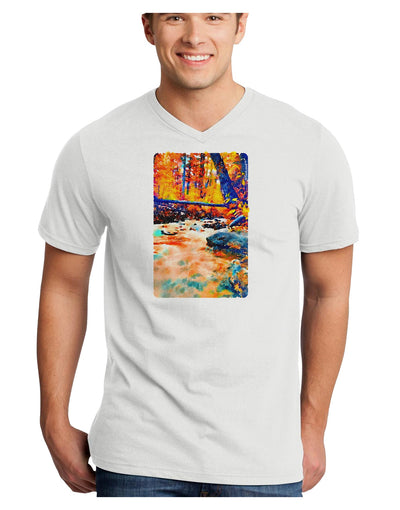 Mt Shavano Colorado Watercolor Adult V-Neck T-shirt-Mens V-Neck T-Shirt-TooLoud-White-Small-Davson Sales