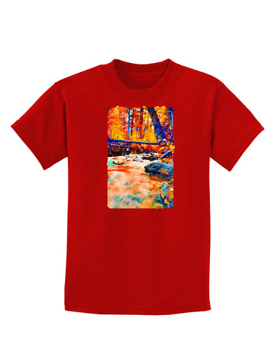 Mt Shavano Colorado Watercolor Childrens Dark T-Shirt-Childrens T-Shirt-TooLoud-Red-X-Small-Davson Sales