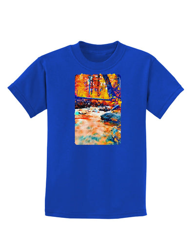 Mt Shavano Colorado Watercolor Childrens Dark T-Shirt-Childrens T-Shirt-TooLoud-Royal-Blue-X-Small-Davson Sales