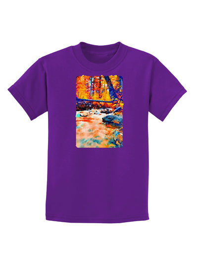 Mt Shavano Colorado Watercolor Childrens Dark T-Shirt-Childrens T-Shirt-TooLoud-Purple-X-Small-Davson Sales