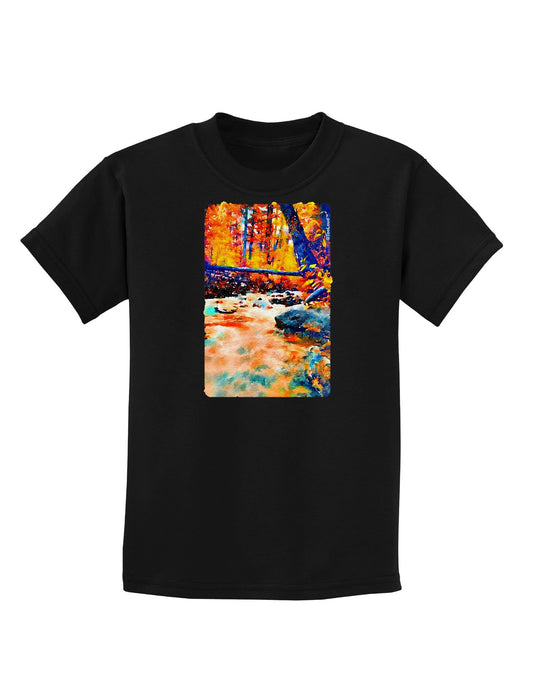 Mt Shavano Colorado Watercolor Childrens Dark T-Shirt-Childrens T-Shirt-TooLoud-Black-X-Small-Davson Sales
