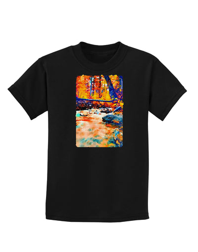 Mt Shavano Colorado Watercolor Childrens Dark T-Shirt-Childrens T-Shirt-TooLoud-Black-X-Small-Davson Sales