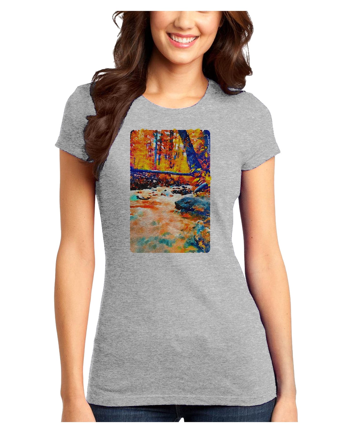 Mt Shavano Colorado Watercolor Juniors T-Shirt-Womens Juniors T-Shirt-TooLoud-Ash-Gray-Juniors Fitted X-Small-Davson Sales