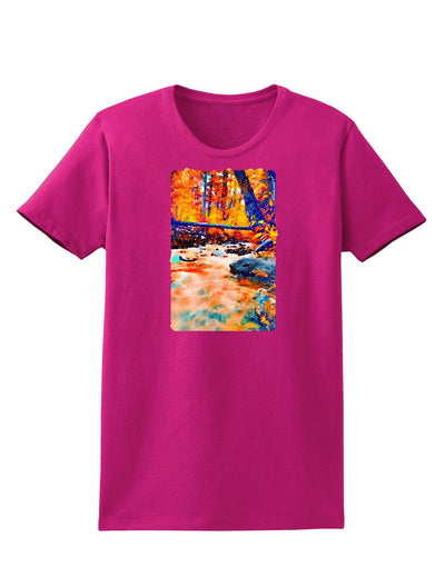 Mt Shavano Colorado Watercolor Womens Dark T-Shirt-TooLoud-Hot-Pink-Small-Davson Sales