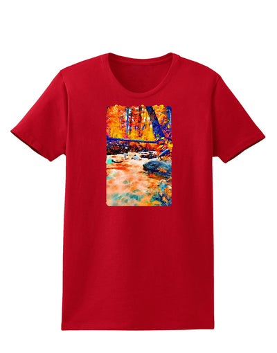 Mt Shavano Colorado Watercolor Womens Dark T-Shirt-TooLoud-Red-X-Small-Davson Sales