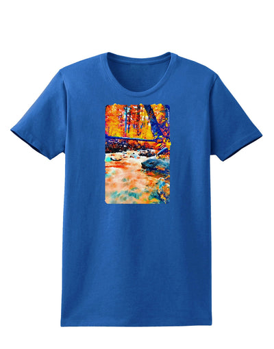 Mt Shavano Colorado Watercolor Womens Dark T-Shirt-TooLoud-Royal-Blue-X-Small-Davson Sales