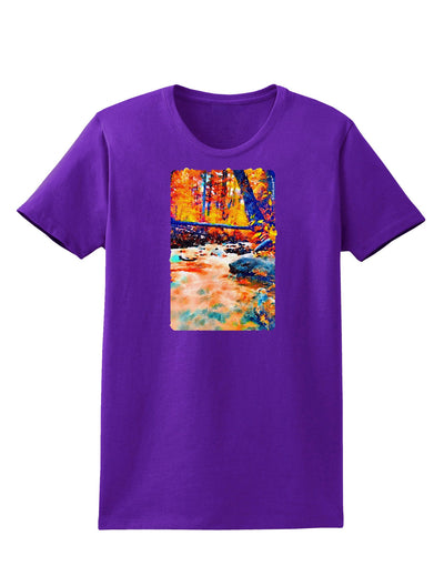 Mt Shavano Colorado Watercolor Womens Dark T-Shirt-TooLoud-Purple-X-Small-Davson Sales